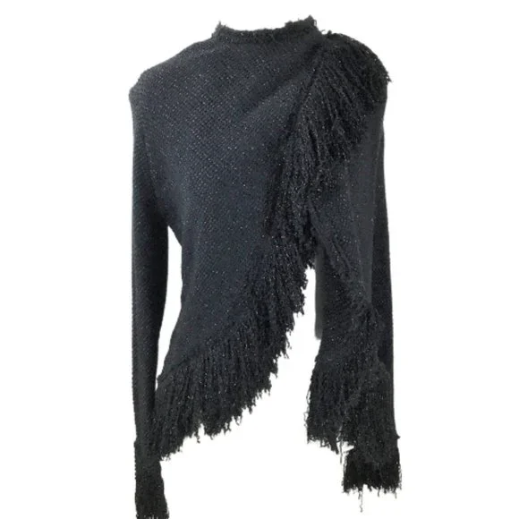 NWT Zara Studio Black Metallic Fringe Cardigan s - Picture 1 of 9